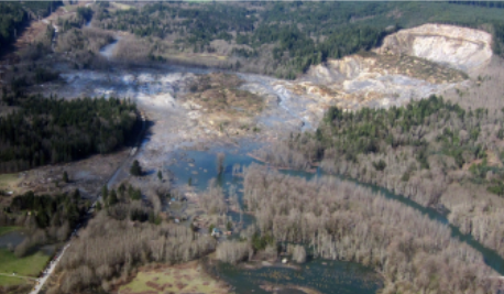 overhead view of oso landslide