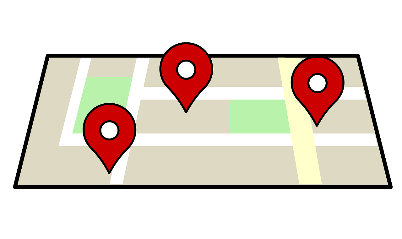 Map graphic with random pins