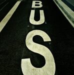 Street sign reading "bus"